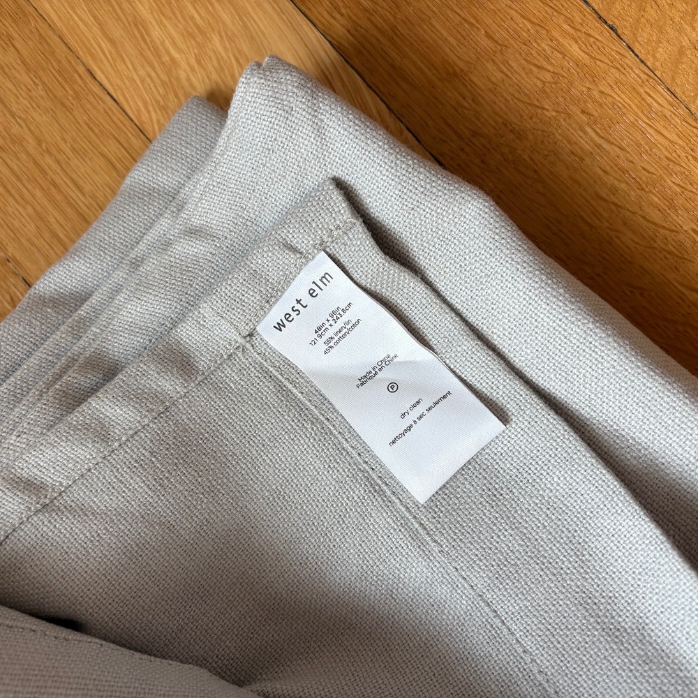 Two West Elm Grey Curtains 48x96